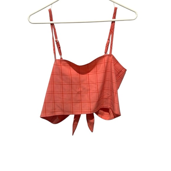 Urban renewal coral plaid tie back tank top size Medium - Picture 2 of 7